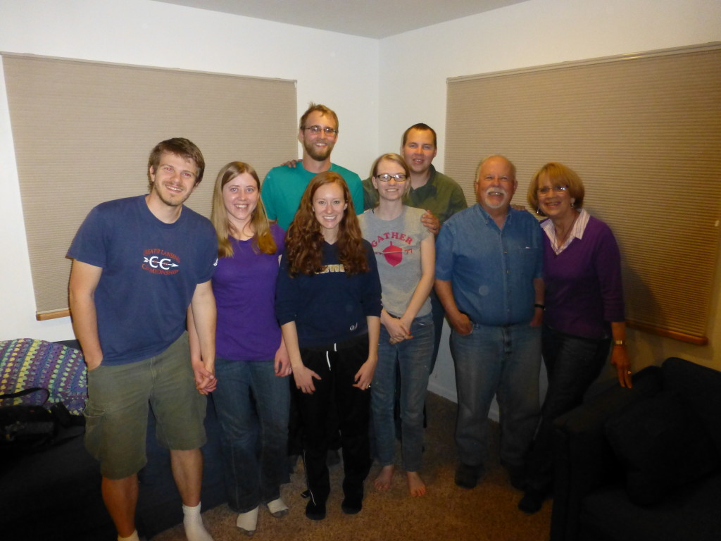 Our new friends in Gunnison (left to right: Rich, Joy, Rachel, Mike, Hannah, Adam, Rich, and Shelba)