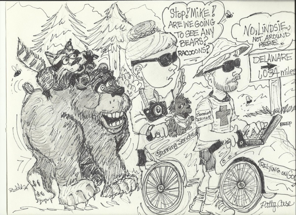 Cartoon of the Storming Jericho journey by Patty Case