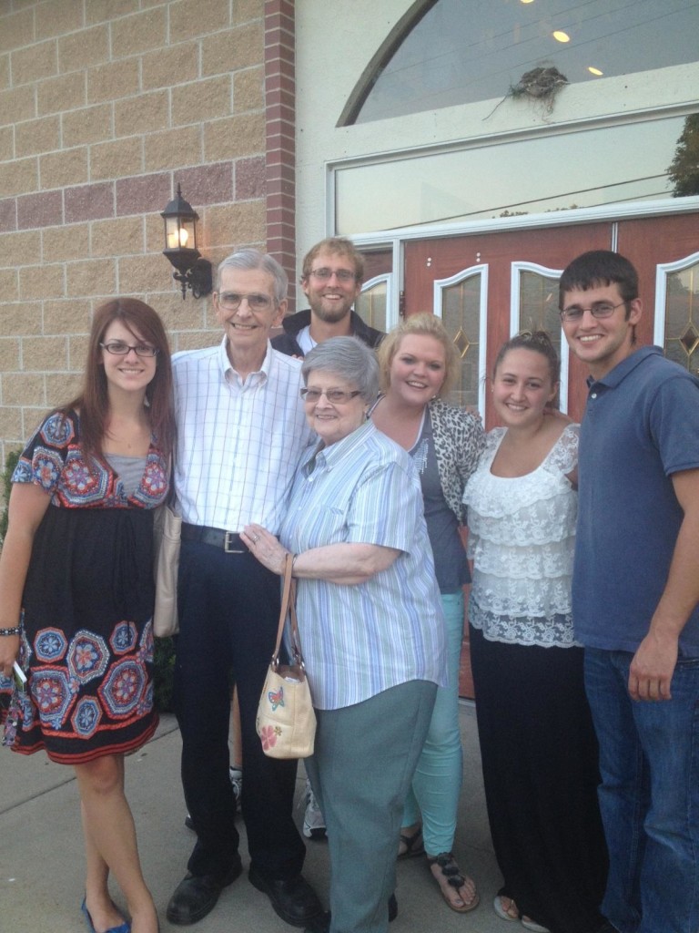 Mike with Grandpa Jack (and Becky, Grandma Mary, Kelsey, Brooke, and Jake)