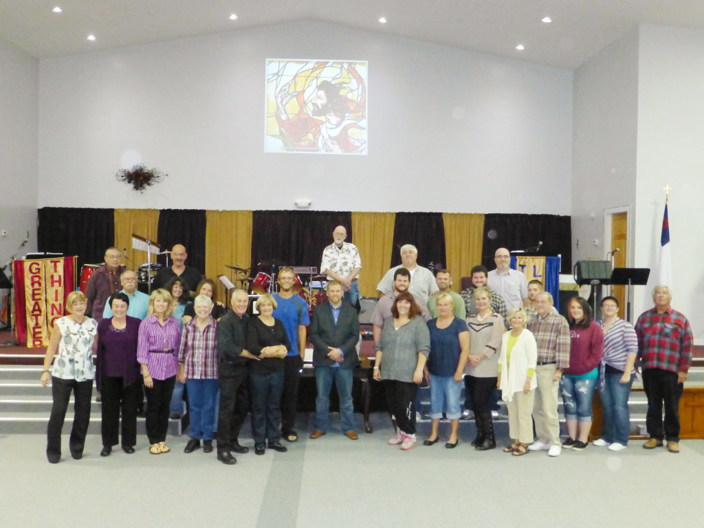 The Calvary Assembly of God crew at Sunday night worship